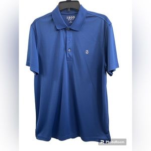 IZOD Cobait Blue Golf Grid Regular Fit Shorts Sleeve Polo Shirt Sz(M)